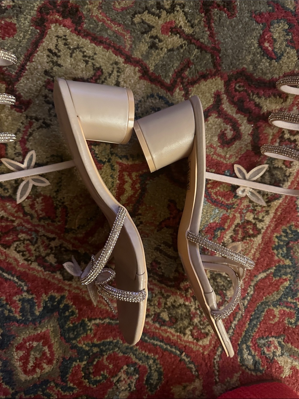 Nude Strappy Embellished Heeled Sandals - Women's - Picture 6 of 6